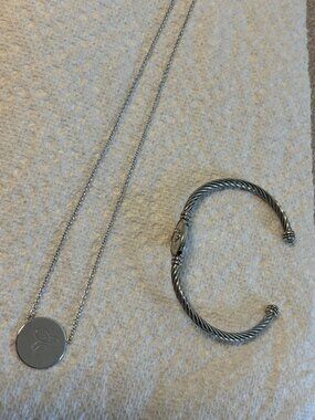 Bangle Bracket and Necklace with C Initials - Nice